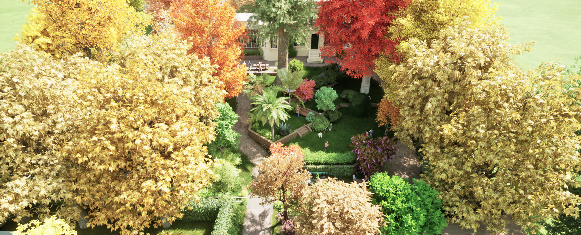 Apis Florae paysagiste parc-arbore-en-terrasses_parking allee carrossable jardin potager aromatique et poulailler avec bassin