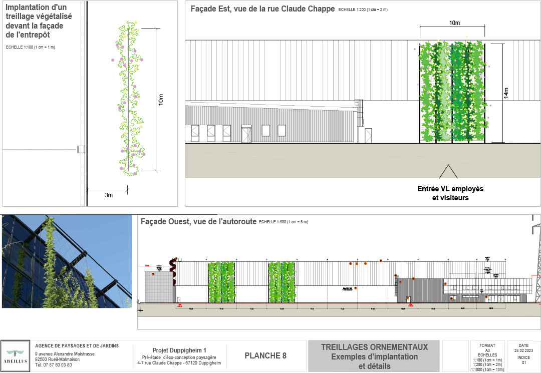 © Apis Florae, Treillage ornemental- Conception écologique pour un site d’entrepôts 